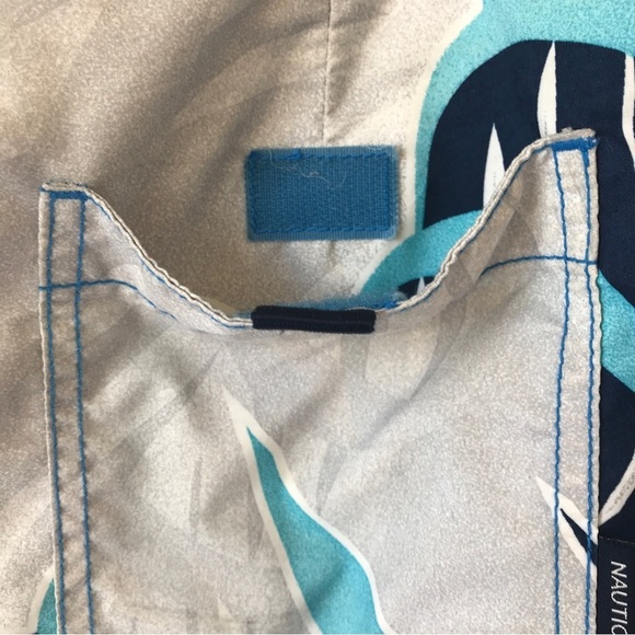 Nautica size 38 swim trunks  blue, light gray turquoise & navy - Picture 7 of 9